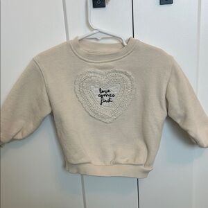 Zara Kids Cream Heart Embroidered Sweatshirt